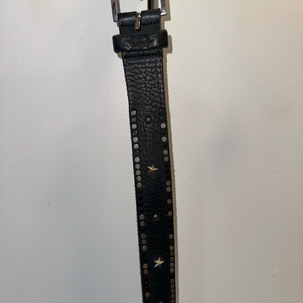 Zadig & Voltaire Black Leather Belt with Star Accents